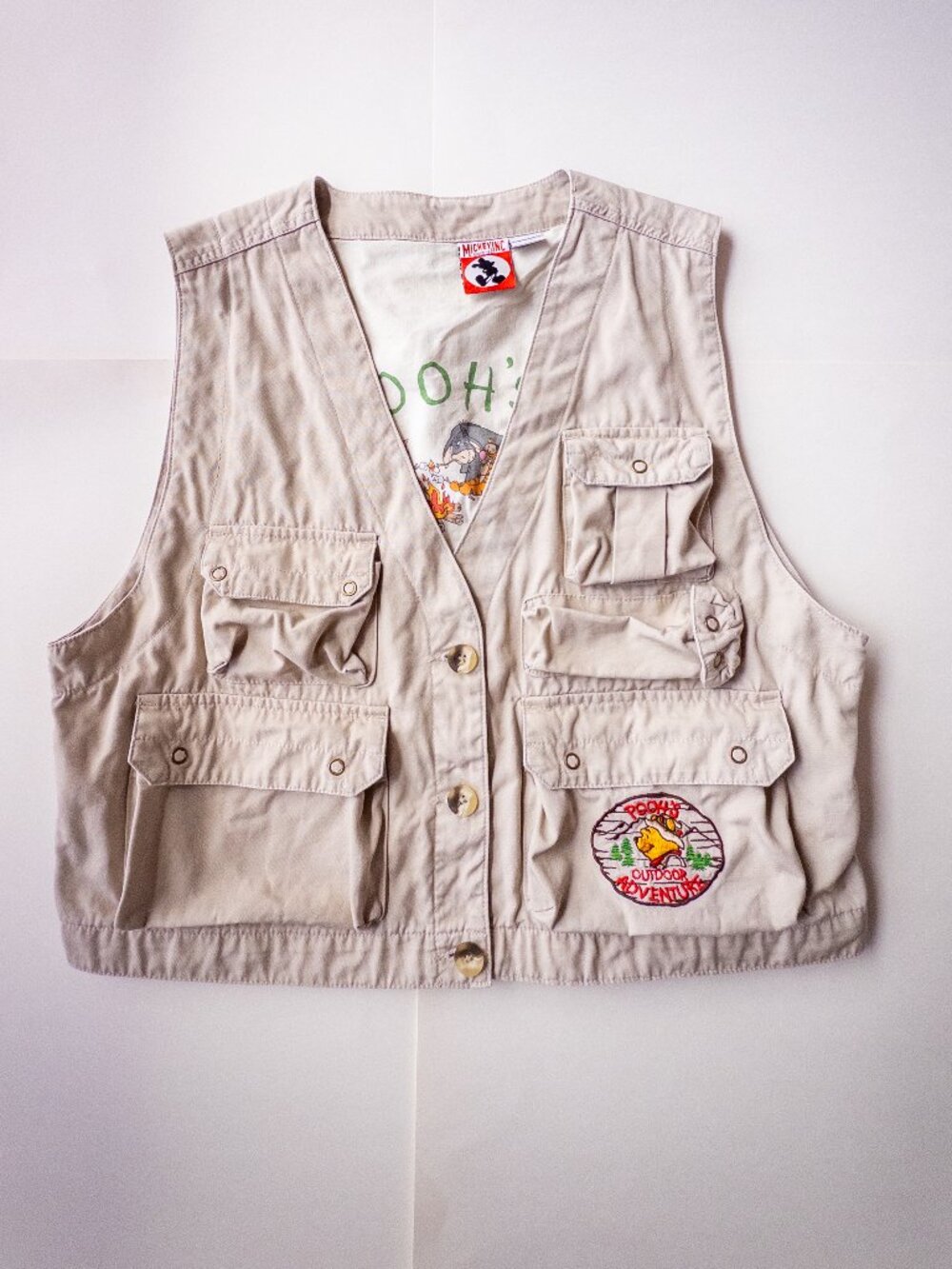 Vintage DISNEY "Pooh's Outdoor Adventure" Mickey, Inc Vest Women's Large Multi